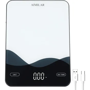Kuchyňská váha Nabíjecí digitální kuchyňská váha na potraviny - AIMILAR LED displej 22lb váhy na potraviny pro pečení vaření USB-C dobíjecí unc X001KAJANZ