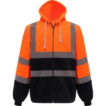 pracovní mikina Yoko Mikina HVK07 Hi-Vis s kapucí, výstražná COT79VK07zw404-hi vis oran XL Oranžová fluorescent/navy
