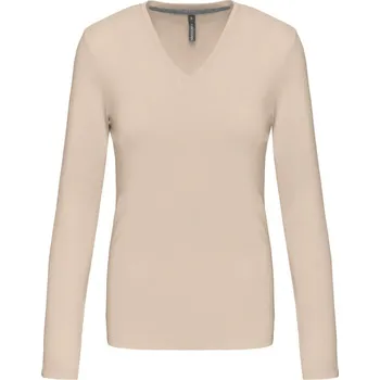pracovní tričko Kariban Tričko K382 s výstřihem do V, dlouhý rukáv, dámské COT20K382r7802-light sand M Písková světlá