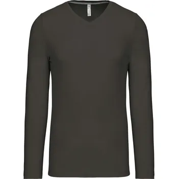 pracovní tričko Kariban Tričko K358 s výstřihem do V, dlouhý rukáv, pánské COT20K35867014-dark grey Šedá tmavá 4XL