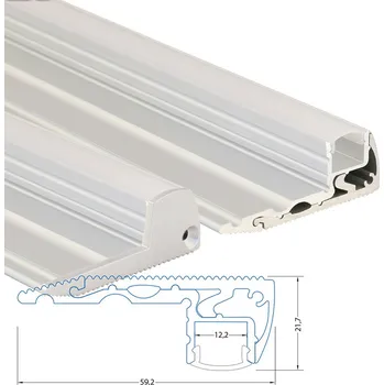 LED páska Nášlapný hliníkový profil BL, 59x22 mm, stříbrná barva, včetně matného difuzoru, 2 m