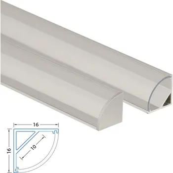 LED páska Rohový hliníkový profil RS, 16x16 mm, včetně čirého difuzoru, 2 m