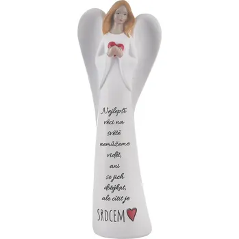 Vánoce InDecor Keramický anděl Nejlepší, 7 x 4,5 x 19 cm, bílá