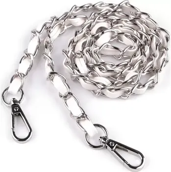 Kabelka Řetízek/koženkové ucho na kabelku s karabinami bílo-stříbrný (Řetízek/ucho s karabinami bílo-stříbrný)