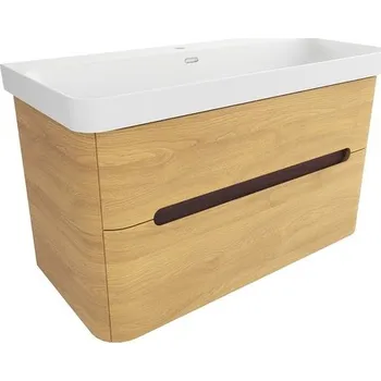 Koupelnový nábytek Koupelnová skříňka s umyvadlem SAT Fusion 97,5x53x45 cm dub medový mat SATFUSION2100DMMW