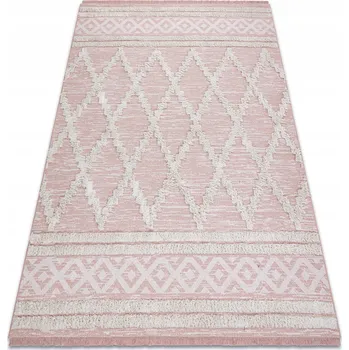 Koberec KOBEREC BAVLNA RECYKLOVANÁ MOROC EKO 78x150 KOSOČTVERCE růžová/krémová #D635