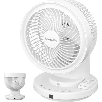 Domácí ventilátor Ventilátor LeaderPro se střídavým motorem a dálkovým ovládáním, stolní ventilátor se senzorem přiblížení pro osoby, ventilátor T B07BK2BHCN