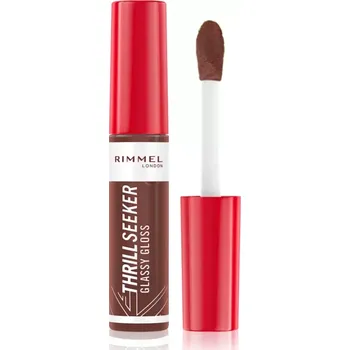 Přípravek na rty Rimmel Thrill Seeker Glassy Gloss lesk na rty pro větší objem odstín 800 Chocolate Glaze 10 ml