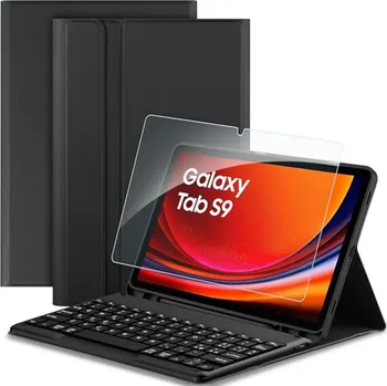 Pouzdro na tablet EasyAcc Kryt s klávesnicí kompatibilní se Samsung Galaxy Tab S9 FE 10,9" / S9 11" 2023 s ochrannou fólií, [italský], odnímatelné X001XISJ3L