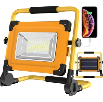Pracovní světlo 100W solární 120 LED dobíjecí pracovní světlo, přenosné světlomety 4 režimy Stavební světla se stojanem, 14000mAH Power Bank Vod X001HE6O1F