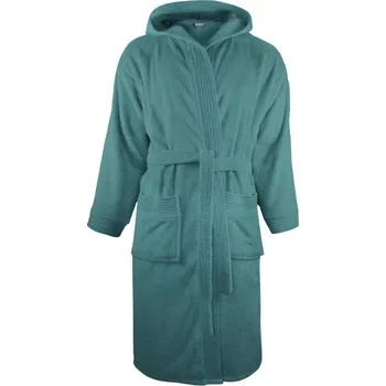 Opasek The One Towelling Župan s kapucí Bathrobe hooded COT48102158012-petrol S-M Petrolejová
