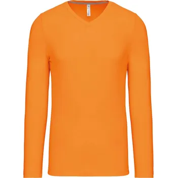 pracovní tričko Kariban Tričko K358 s výstřihem do V, dlouhý rukáv, pánské COT20K35823514-orange Oranžová 4XL