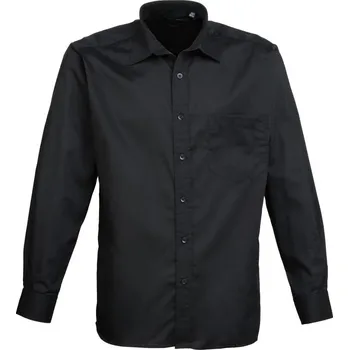 Pánská košile Premier Košile PR200, popelínová, dlouhý rukáv COT3902000020k-black Černá 42