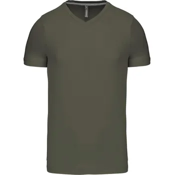pracovní tričko Kariban Tričko K357 s výstřihem do V, krátký rukáv, pánské COT20K35707204-dark khaki XL Khaki tmavá