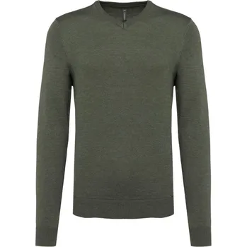 pracovní mikina Kariban Svetr K965 s výstřihem do V, pánský COT20K965zk114-green marbl 4XL Melír zelená