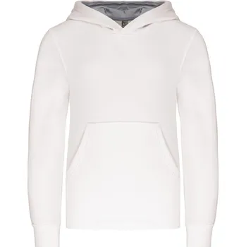 pracovní mikina Kariban Mikina Kariban K453 s kapucí, kontrastní, dětská COT20K453k66w4-white/fine Bílá/šedá 12-14