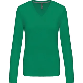 pracovní tričko Kariban Tričko K382 s výstřihem do V, dlouhý rukáv, dámské COT20K38252013-kelly green 3XL Zelená kelly