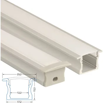LED páska Vestavný hliníkový profil VT, 23x15 mm, včetně mléčného difuzoru, 1 m