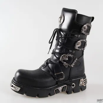 Pánská zimní obuv boty kožené dámské - Metal Boots (391-S1) Black - NEW ROCK - M.391-S1 - 36