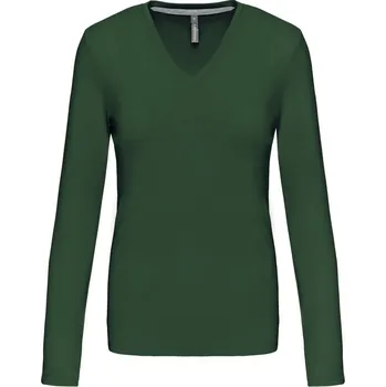 pracovní tričko Kariban Tričko K382 s výstřihem do V, dlouhý rukáv, dámské COT20K38207404-forest gree XL Zelená forest