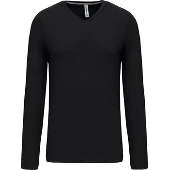 pracovní tričko Kariban Tričko K358 s výstřihem do V, dlouhý rukáv, pánské COT20K35800203-black L Černá