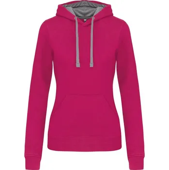 pracovní mikina Kariban Mikina Kariban K465 s kontrastní kapucí, dámská COT20K465u5400-fuchsia/fin XS Fuchsia/šedá
