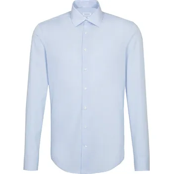 Pánská košile Seidensticker Košile Office Shirt Slim, popelínová, dlouhý rukáv COT786936z94xi-striped lig 40 Modrá světlá pruhovaná/bílá