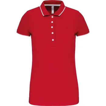Pánské tričko Kariban Polokošile Kariban K252, kontrastní, krátký rukáv, dámská COT20K25288205-red/white/n 2XL Červená/bílá/navy