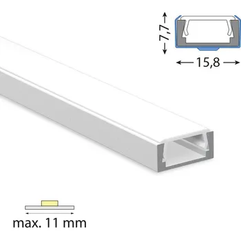 LED páska Přisazený hliníkový profil PG2 16x8mm včetně mléčného difuzoru 1m