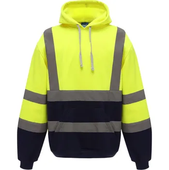 pracovní mikina Yoko Mikina HVK05 Hi-Vis s kapucí, výstražná COT79VK05zw704-hi vis yell XL Žlutá fluorescent/navy