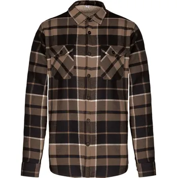 Pánská košile Kariban Košile K579, flanelová s sherpa fleecovou podšívkou, dlouhý rukáv COT20K579zz913-camel/black 3XL Camel/černá