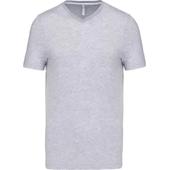 Kariban Tričko K357 s výstřihem do V, krátký rukáv, pánské COT20K35739801-oxford grey S Šedá oxford