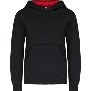 pracovní mikina Kariban Mikina Kariban K453 s kapucí, kontrastní, dětská COT20K453814w1-black/red Černá/červená 6-8