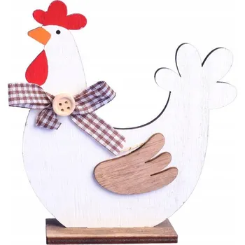 Obraz FIGURKA dekorativní 13 cm ozdoba SLEPICE dřevo VELIKONOČNÍ DEKORACE