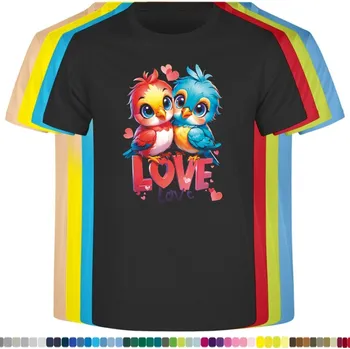 Dívčí tričko detske-levne-bavlnene-tricko-potisk-ptaci-laska Barva: Black -černá, velikost: 116