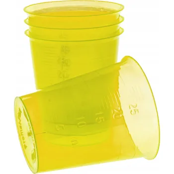 Jednorázové nádobí Skleničky kelímky, nádoby na podávání léků PP 30 ml 90 ks žluté