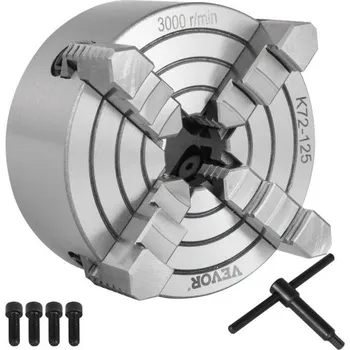 Soustruh VEVOR K72-125 5palcový soustruhový upínač s nezávislou otočnou čelistí 125 mm, příslušenství pro soustruh na kov pro mini soustruh na kov, 4čelisťový upínač