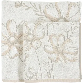 Ručník Froté ručník MONA, béžový s vytkávaným květinovým vzorem, 50x100cm