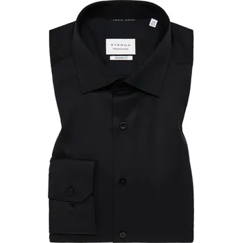 Pánské oblečení Košile Eterna Modern Fit Twill neprůhledná černá velikost: 38, délka rukávu: dlouhý rukáv