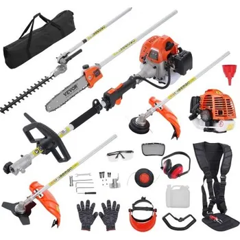 VEVOR 26CC 5 v 1 multifunkční zastřihovací nástroje, benzínový nůž na živý plot, vyžínač plevele, strunový vyžínač, ořezávač okrajů, tyčová pila, řetězová pila s prodlužovací tyčí