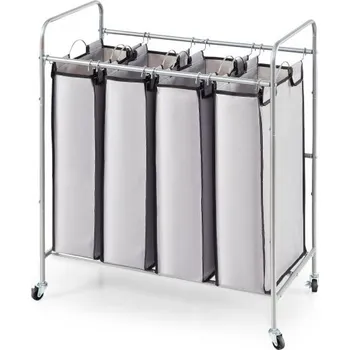 Koš na prádlo VEVOR Vozík na třídění prádla 4 sekce, koš na prádlo s odolnými uzamykatelnými kolečky a 4 odnímatelnými taškami, pojízdný koš na prádlo pro ukládání prádla