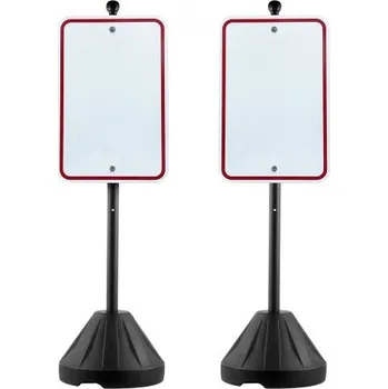 Plotový sloupek Přenosný sloupek VEVOR, litinový držák na sloupek, 1,5 m, s tvrdou plastovou základnou a kolečky, pohyblivý stojan na parkovací značky pro uliční značky zákazu stání, parkovací značka pro osoby se zdravotním postižením, se základnou, šrouby a matice…