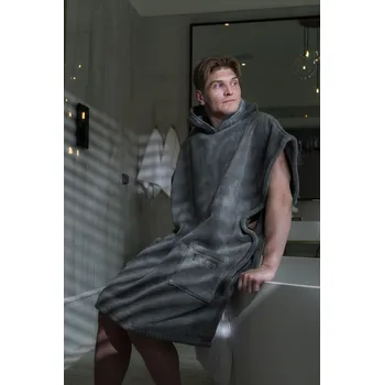 LUIN LIVING luxusní poncho osuška, granitově šedá - LUI-PONUNI-GRASE