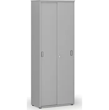 Kancelářská sestava Kancelářská skříň se zasouvacími dveřmi, 800 x 420 x 2128 mm, šedá