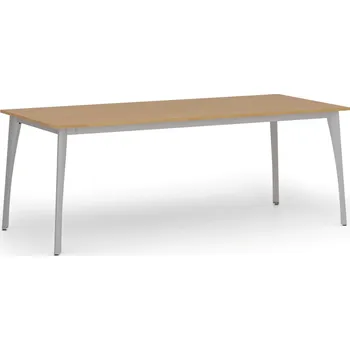 Psací stůl Jednací kancelářský stůl PRIMO OMEGA, 200x90 cm, šedá podnož, buk