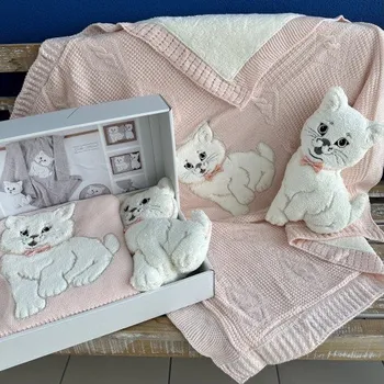 Dětská deka Texicop s.r.o. Pletená dětská deka s plyšákem barva: růžová