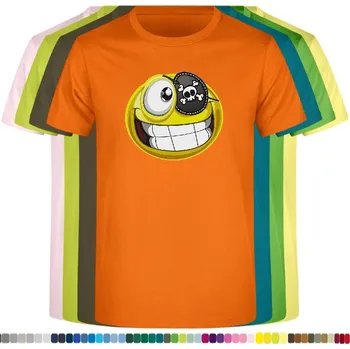 detske-levne-bavlnene-tricko-potisk-smajlik-pirat Barva: Orange - oranžová, velikost: 104