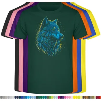 Dívčí tričko detske-levne-bavlnene-tricko-potisk-magicky-modry-vlk Barva: Bottle green - lahvově zelená, velikost: 164