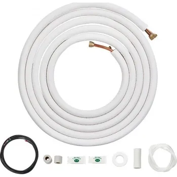 Instalatérský materiál Sada mini rozdělovačů VEVOR 25FT, měděné trubky o vnějším průměru 6,4 a 12,7 mm a trojitá izolace, pro klimatizaci nebo topná čerpadla a HVAC s bohatým příslušenstvím (připojovací kabel 27ft)