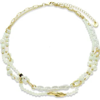 Náhrdelník Yvon Dvouřadý náhrdelník s broušeným sklem a jemnými detaily